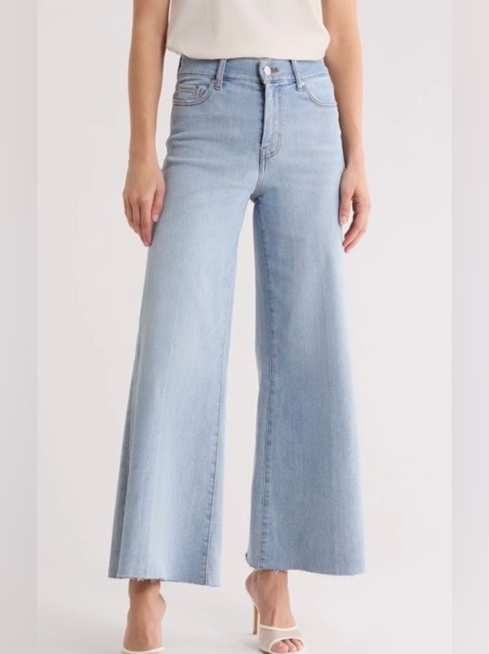 Frame High Rise Wide Leg Palazzo Fit raw hem Size 27